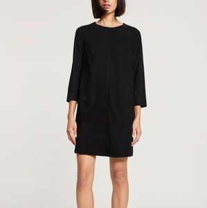 Leather and suede black dress